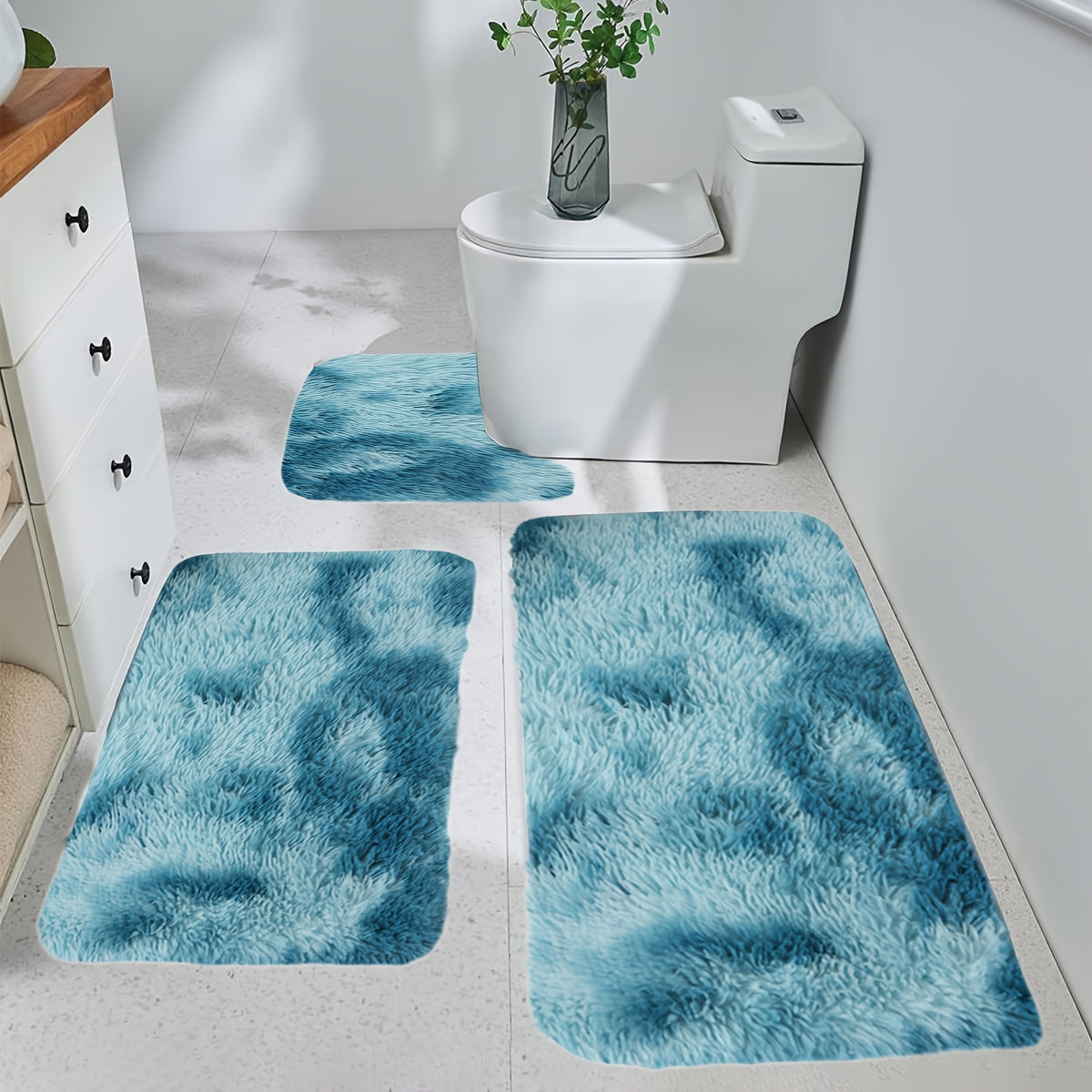 Soft Velvet Bath Rug Set Non-Slip Water Absorbent Machine Washable Bathroom Mat 3 4 5 6 Piece Sets Multiple Colors
