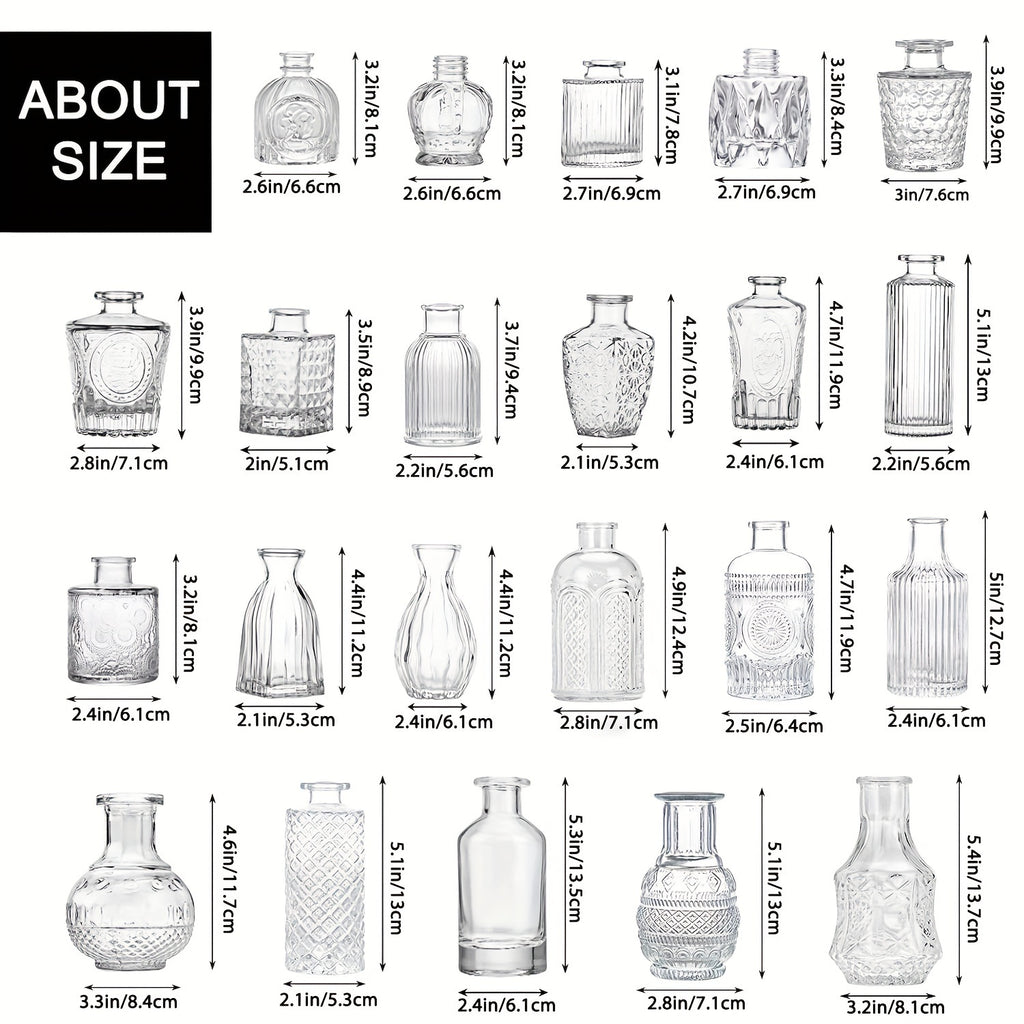 Clear Glass Bud Vases Bulk Set 12/24/64pcs - Small Flower Vases for Rustic Wedding Centerpieces, Banquet, Party & Festival Table Decor, Halloween & Christmas Home Restaurant Decoration