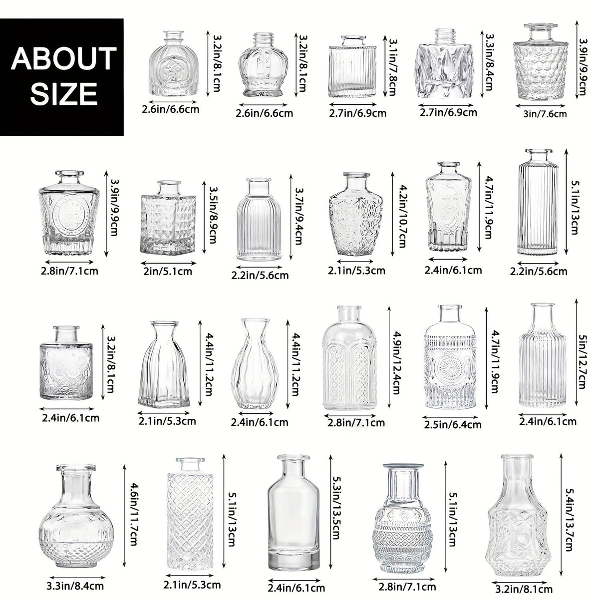 Clear Glass Bud Vases Bulk Set 12/24/64pcs - Small Flower Vases for Rustic Wedding Centerpieces, Banquet, Party & Festival Table Decor, Halloween & Christmas Home Restaurant Decoration