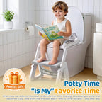 2-in-1 Potty Training Toilet Seat with Step Stool for Toddlers – Adjustable Height, Anti-Slip Pad & Splash Guard for Boys & Girls