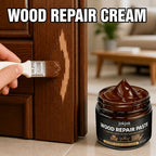 Wood Repair Paste for Furniture – Brown Scratch & Crack Filler for Doors, Cabinets, Tables, Floors & Chairs with Applicator Brush