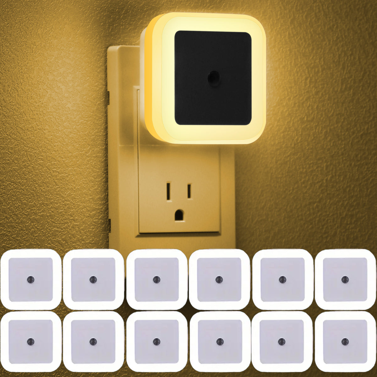 Plug-In LED Night Lights Dusk to Dawn Light Sensor, Energy Saving, White & Warm Light Options – 12 or 24 Pack for Bedroom, Bathroom, Kitchen & Hallway