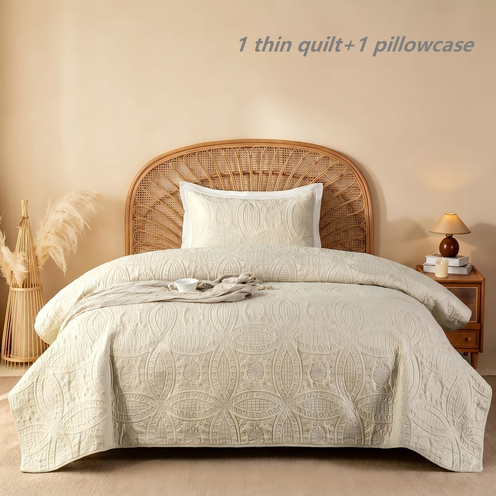 Quilted Bedspread Set Lightweight Cooling Coverlet with Pillow Shams Twin Queen King Soft Breathable Summer Bedding Set Machine Washable