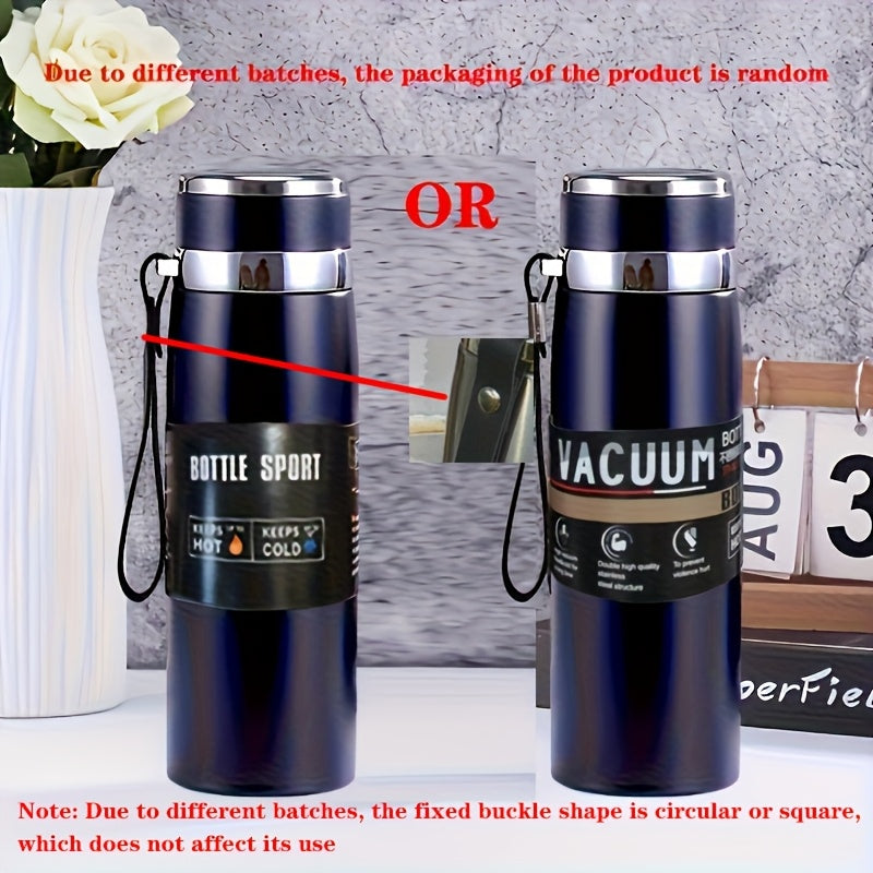 316 Stainless Steel Insulated Water Bottle 800ml/27oz with Carrying Sling - Keeps Cold 24 Hrs & Hot 10 Hrs, Portable Travel Bottle for Camping Hiking Driving, Gradient Blue Red Steel