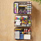 Multilayer Storage Box Large Capacity Transparent Portable Organizer with Handle and Detachable Lid Compartment for Medicine Home Travel Office Sewing Art Supplies 3 or 5 Tier