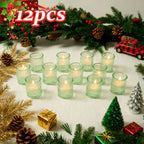 Glass Votive Candle Holders Bulk Set 6/12/24pcs – Shimmering Multi-Hued Hurricane Glass for Wedding, Christmas, Thanksgiving, Valentine’s Day & Holiday Party Tabletop Decor