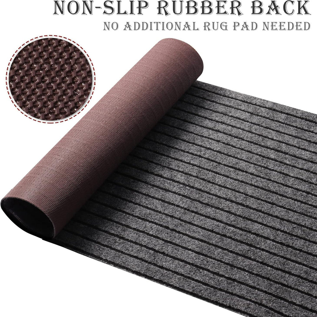 Runner Rug for Hallway Entryway Kitchen – Indoor Outdoor Non-Slip Rubber Backing, 200+ Custom Sizes, 8 Colors, Stain Resistant Low Pile Carpet Runner