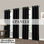 Room Darkening Blackout Curtains 4-Pack – Grommet Top Plain Weave Sun Blocking Drapes for Living Room & Bedroom, 9 Colors, 7 Size Options, Woven Polyester