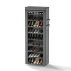 Shoe Organizer Cabinet with Cover – 6/8/10 Tier Nonwoven Fabric Shoe Storage Shelf for 27-35 Pairs, Portable Shoe Rack for Entryway, Closet, Bedroom (Dark Gray)