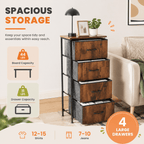 Fabric Dresser with 4 Drawers – Reinforced Edition, Wooden Top & Sturdy Metal Frame, Bedroom Storage Cabinet for Closet, Entryway & Dorm | 6 Colors