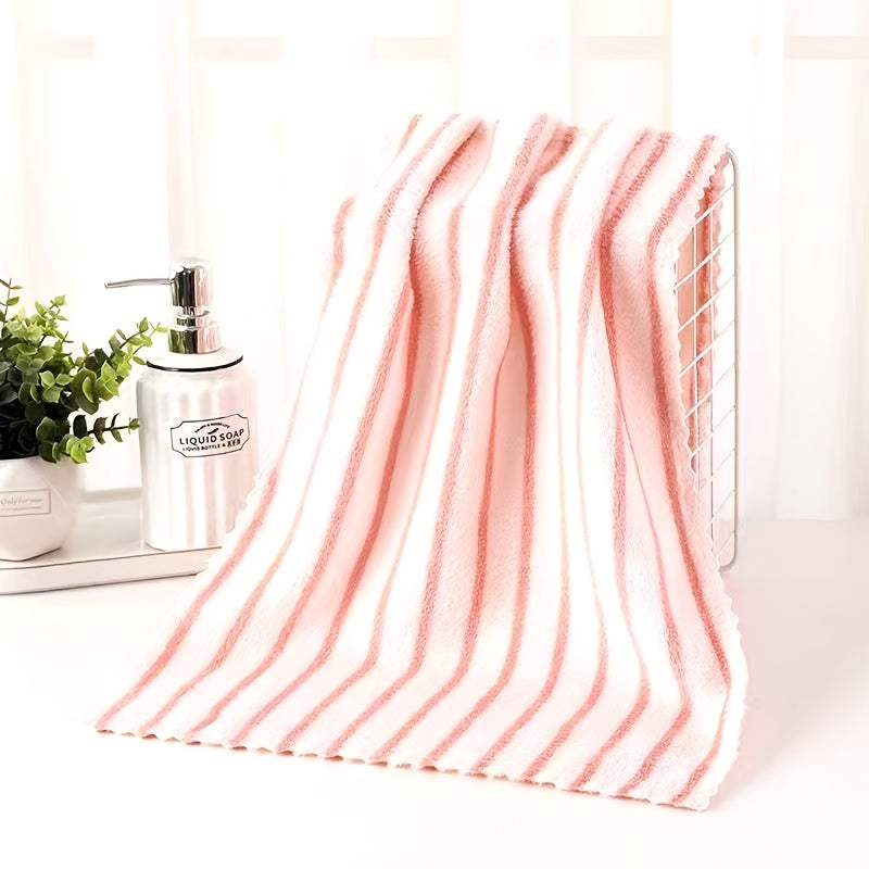 Color Coded Coral Fleece Towel Set 5 Pack – Ultra Soft Thickened Absorbent Bath Face Towels 5 Colors for Spa Sensitive Skin, Solid or Striped