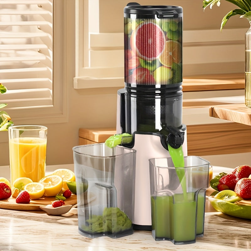 Cold Press Juicer 2-in-1 Masticating Slow Juicer 45oz Large Capacity, 350W with Extra-Large Feed Chute, 50 RPM Nutrient-Preserving Technology – Easy Clean Juicer for Vegetables & Fruits, Black & Pink