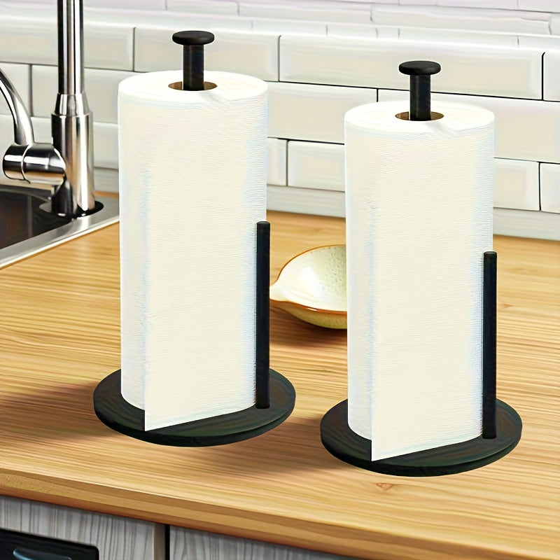 Stainless Steel Paper Towel Holder with Weighted Base – Heavy Duty Countertop Organizer Space Saving Modern Kitchen Essential – Black Silver Gold