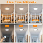 Wireless Rechargeable Ceiling Light Magnetic No Wiring Required Remote Dimmable 3 Color Temperatures Timer for Wardrobe Bathroom Corridor Closet