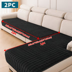 Quilted Short Plush Sofa Protector Set of 2 Ultra Soft Thick Non-Slip Sofa Mat – Pet Friendly, Machine Washable, Fits 3-Seater Sofa, Chaise & Bed Chair, Contemporary Home Decor