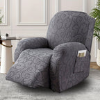 Stretch Recliner Sofa Slipcover Set of 4, Washable Couch Protector for Single Reclining Sofa with Elastic Base, Furniture Cover for Living Room