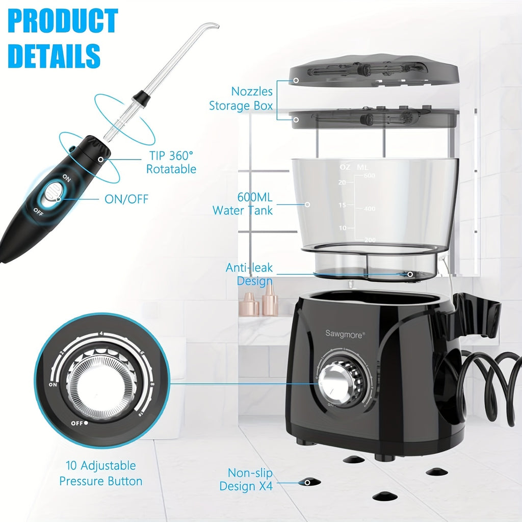Water Flosser for Teeth & Braces – 8 Jet Tips, 10 Pressure Settings, 20oz Large Tank Oral Irrigator for Family Deep Cleaning & Braces Care