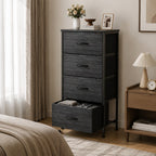Fabric Dresser with 4 Drawers – Reinforced Edition, Wooden Top & Sturdy Metal Frame, Bedroom Storage Cabinet for Closet, Entryway & Dorm | 6 Colors