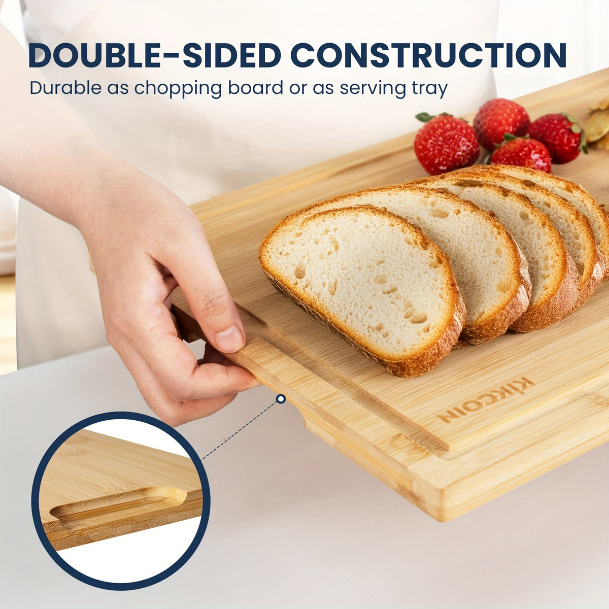 Bamboo Cutting Board Set with Storage Rack and Juice Groove - Kitchen Chopping Boards for Vegetables, Meat, Fruit, Bread & Cheese, Eco Friendly Bamboo Kitchen Board Gift