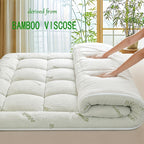 Bamboo Cooling Mattress Cover Deep Pocket 8-21 Inch, Soft Breathable Mattress Topper Protector for Twin Full Queen King Cal King, Hotel Quality Bedding for Home Hotel Dormitory