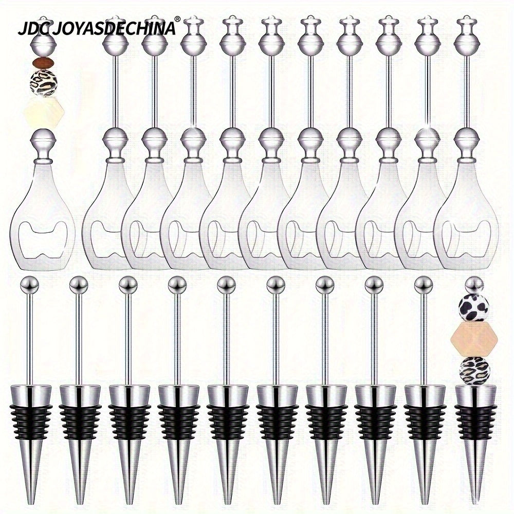 Beadable DIY Bottle Opener Beaded Wine Stopper Bulk Set 10pc 20pc Party Favors Wedding Bar Gifts Christmas Halloween Thanksgiving Teacher Gift