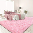 Pink Soft Shaggy Area Rug for Living Room & Bedroom - Fluffy Non-Slip Thickened Carpet for Bedroom, Dormitory & Home Decor, Moisture Resistant Easy Clean in 4x6, 5x8, 6x9, 8x10 Ft