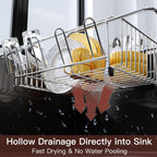 Stainless Steel Over-the-Sink Dish Drying Rack & Colander Strainer Basket with Expandable Grip – Heavy-Duty Sink-Mounted Dish Drainer for Vegetable Washing & Space-Saving Kitchen Organization
