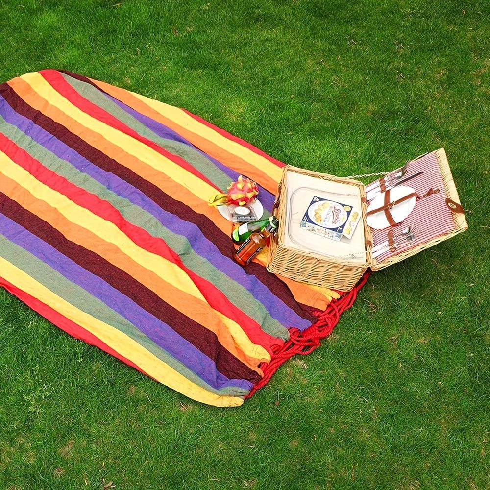 Portable Camping Hammock Anti-Rollover Widened Load-Bearing Canvas with Hanging Ropes Carry Bag Garden Backyard Camping 31.5x98in