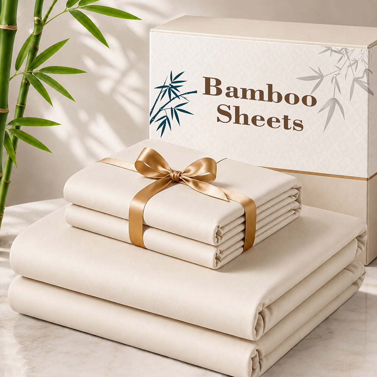 Cooling Bamboo Bed Sheet Set 3 4 Piece 3000TC - Extra Deep Pocket 20 Inch Soft Hotel Quality Wrinkle Resistant Twin Full Queen King Hot Sleepers