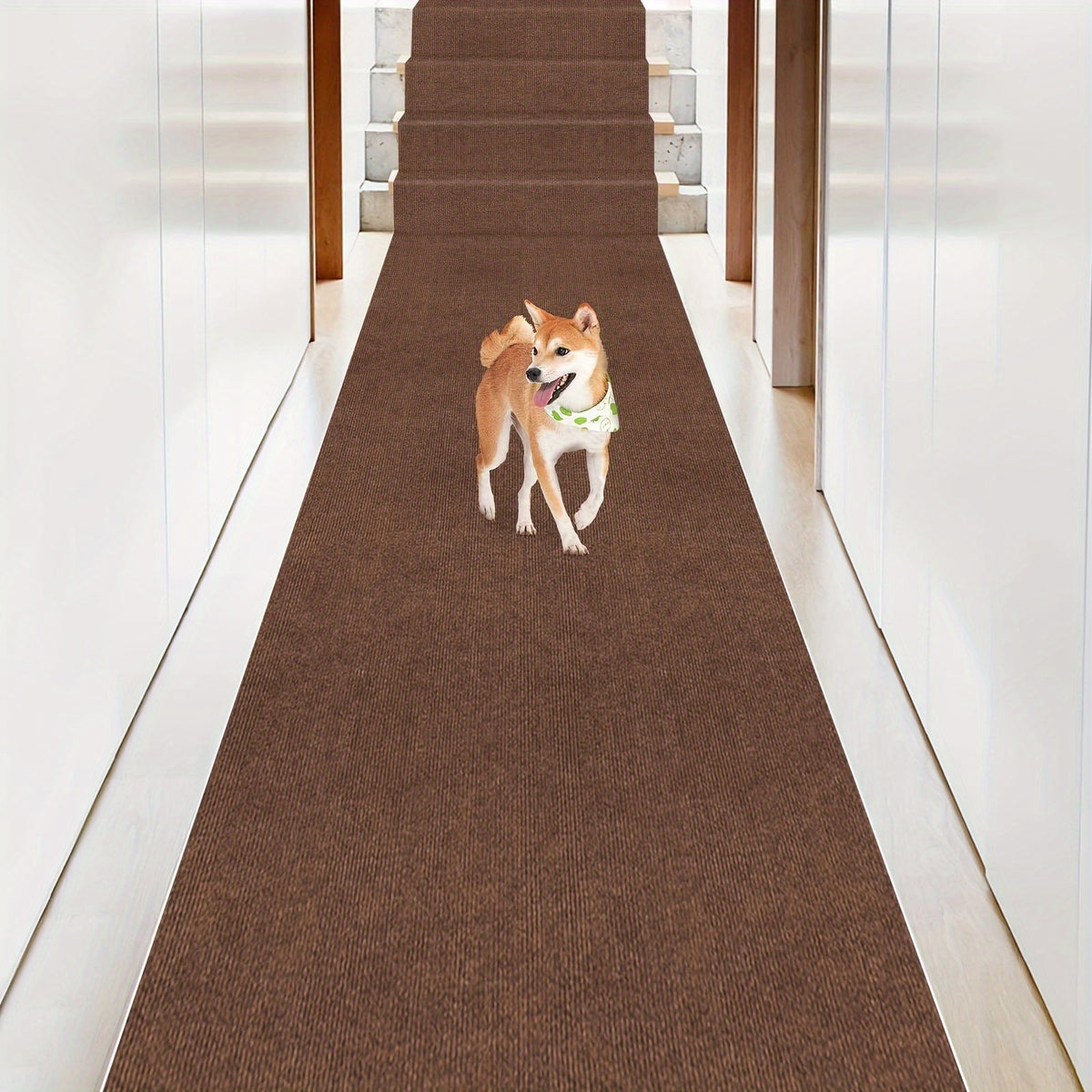 Non-Slip Hallway Runner Rug Self-Adhesive TPR Backing Ultra-Thin 0.4mm 5 Colors 6 Sizes for Kitchen Bedroom Living Room Entryway Hardwood Floors