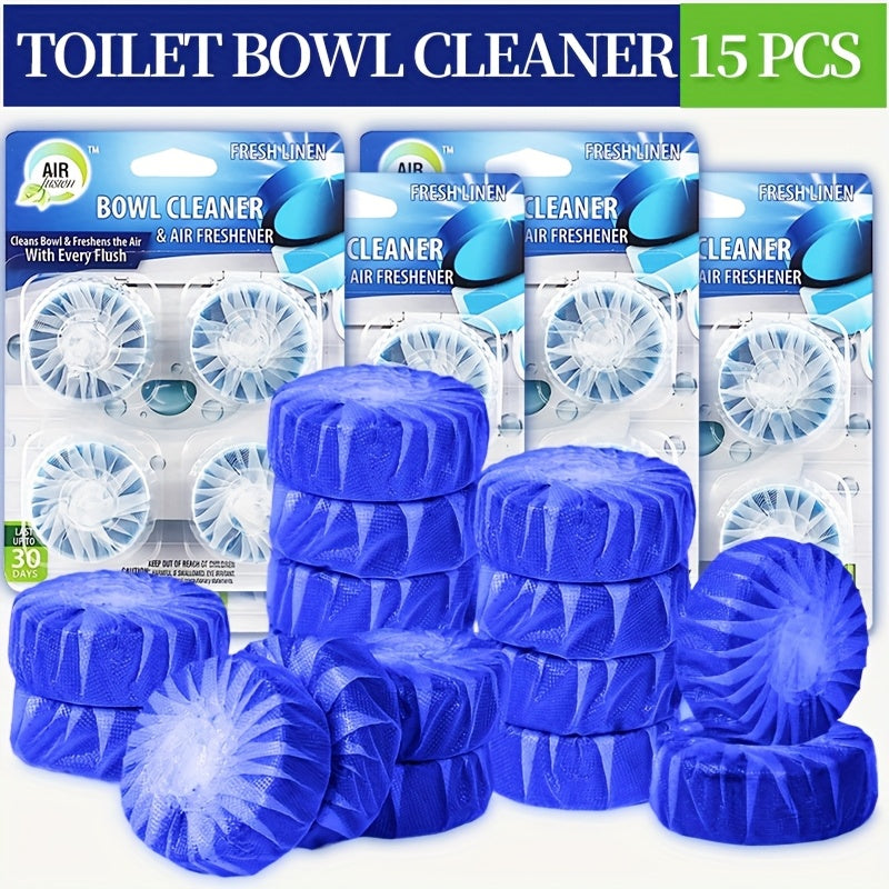 Automatic Toilet Cleaner Tablets Drop-In Tank Formula – Powerful Stain Removal & Long-Lasting Deodorizing Fresh Linen Scent for Home Bathroom Hygiene, Available in 11, 15 & 31 Pack Options