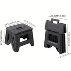 Heavy-Duty Portable Folding Stool 330 LBS Capacity – Compact Square Plastic Step Stool for Camping, Fishing, Picnic, Indoor & Outdoor Use (Black, Grey, Blue)