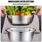 3-in-1 Grater Strainer and Cutter 9 Inch - Shred Slice Grate & Dice Multifunctional Vegetable Grater for Salad Prep, Kitchen Straining & Food Processing