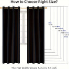 Velvet Curtains 52” Wide – Soft Grommet Thermal Insulated Light Filtering Velvet Window Panels for Bedroom | 2-Panel Set in 14 Colors & 7 Lengths