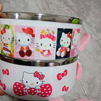 Hello Kitty Stainless Steel Lunch Box Bento Box for Girls - Officially Licensed Sanrio Cute Pink 2-Tier & 3-Layer Portable Lunch Container for School Picnic Kids Women, Food-Safe 304 Steel