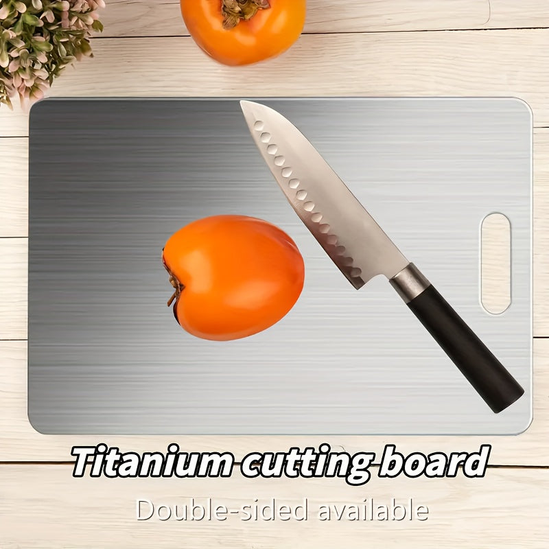 Stainless Steel Cutting Board Set 3 Piece - Dual-Sided SUS304 Metal Chopping Boards Non-Stick Rust-Resistant BPA-Free Portable for Kitchen Camping Picnic, Meat Fruit Vegetables