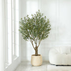 Artificial Olive Tree with Black Planter 5 6 7 8ft UV Resistant Faux Olive Plant Silk Leaves Mediterranean Indoor Outdoor Decor Living Room Office Bedroom Gift