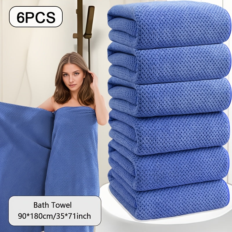 Oversized Striped Bath Towel Set – Absorbent Quick-Dry Adult Bath Towels for Spa, Hotel & Home | Available as Single or 6-Piece Set | Multiple Colors