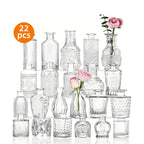 Clear Glass Bud Vases Bulk Set 12/24/64pcs - Small Flower Vases for Rustic Wedding Centerpieces, Banquet, Party & Festival Table Decor, Halloween & Christmas Home Restaurant Decoration