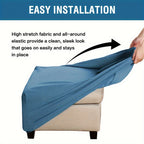 Stretch Ottoman Footstool Cover Elastic Square Slipcover – Grip Polyester Stretch Protector with Elastic-Band Closure, Machine Washable Footstool Cover for Home & Office, 1pc