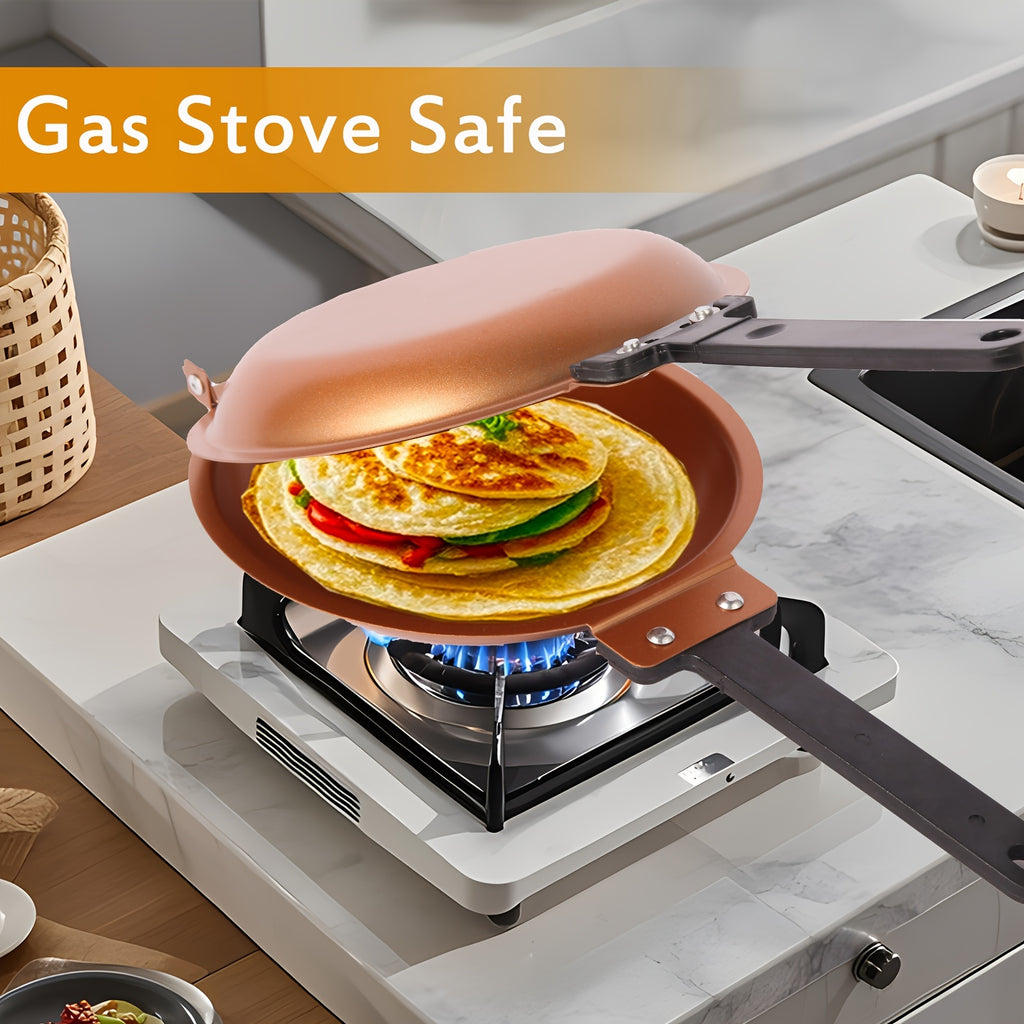 Double-Sided Nonstick Pancake Pan Flip Omelette Skillet Easy Flip Frying Pan for Fluffy Pancakes Frittatas Omelets Dishwasher Safe Iron Cookware