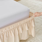Double Ruffle Bed Skirt – 16" Drop Elastic Wrap-Around | Easy Install, Machine Washable | Twin, Full, Queen, King