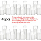 White Pillar Candles with Clear Glass Hurricane Candle Holders – Elegant Cylinder Vases for Wedding Centerpieces, Parties, Home & Office Decor, Table Decorations