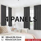 Blackout Curtains Rod Pocket 4-Panel Solid Color Lightweight Matte Drapes | 100% Light Blocking Window Curtains for Bedroom Living Room, 9 Colors 5 Sizes