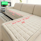 Jacquard Couch Cushion Cover 2pcs Set Solid Color Sofa Seat Cover - Soft Thick Plush Non-Slip Machine Washable Pet Friendly for 2 3 4 Seat Sectional Sofa Living Room Bedroom, 4 Colors