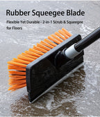 Heavy Duty Outdoor Floor Scrub Brush 10.24" Dual-Purpose with Water Scraper & Stiff Bristles – Hard Broom for Patio, Deck, Driveway & Concrete Cleaning, Home & Commercial Use