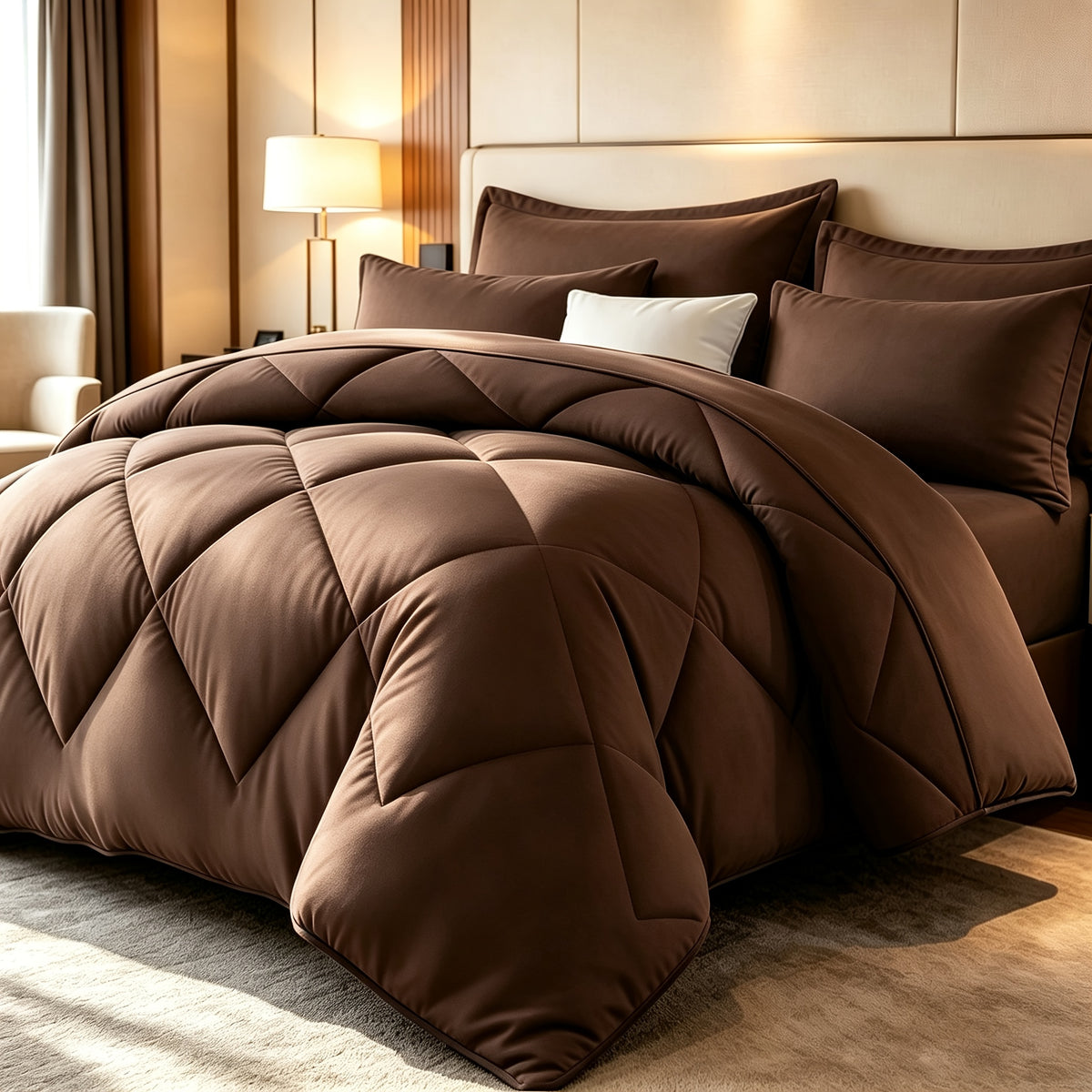 Diamond Pattern Quilt Bedding Set with Pillowcases 2/3 Piece – Soft Breathable Lightweight Comforter Twin Queen King 30+ Colors
