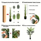 Artificial Palm Plant 5.9ft Flexible Tropical Leaves – Faux Palm Tree for Indoor & Outdoor Decor, Home, Office, Hotel, Garden, Pool & Christmas Decoration