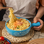 Bohemian Noodle Bowl Set with Lids Microwave Dishwasher & Oven Safe – Ceramic Soup Salad Fruit Meal Prep Bowls for Home, Office & Travel – 4 or 8 Piece