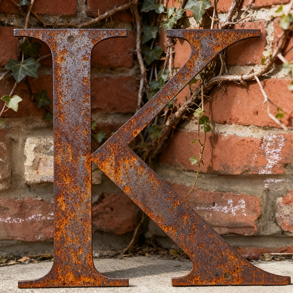 Rustic Metal Letter Wall Decor 12-Inch Tall Slim Iron Alphabet A-Z, Vintage Industrial Wall Art Sign for Home Kitchen Bar Shop, Personalized Name Monogram Holiday Gift for Christmas Thanksgiving – 26 Letters